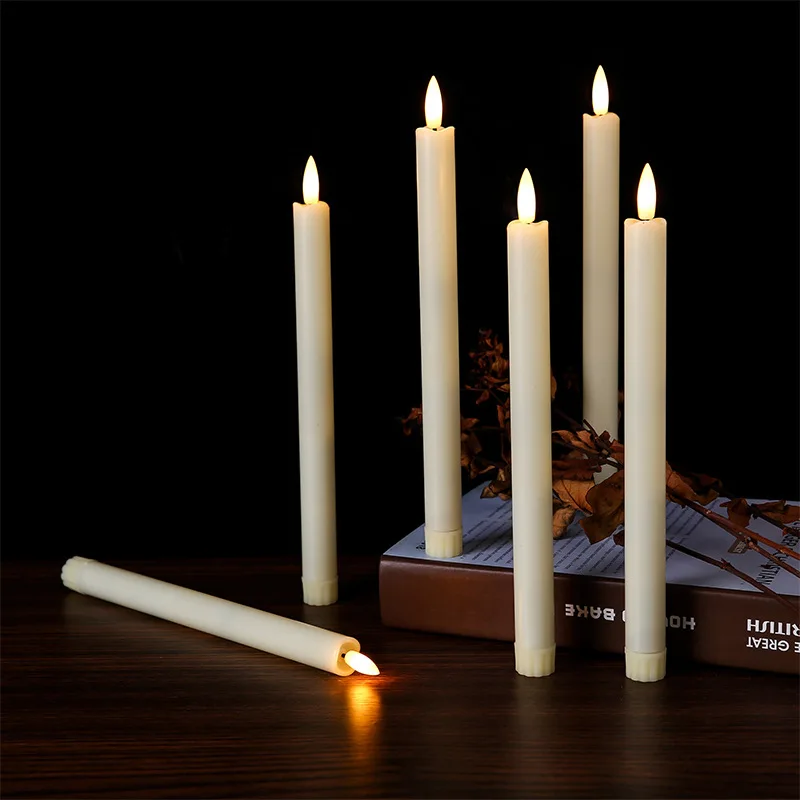 3x 25cm Candela elettrica a colonna gialla Flicker Lampada da tavolo per cena Telecomando Temporizzazione Lampada per atmosfera per festa di nozze Evento_voghion.com