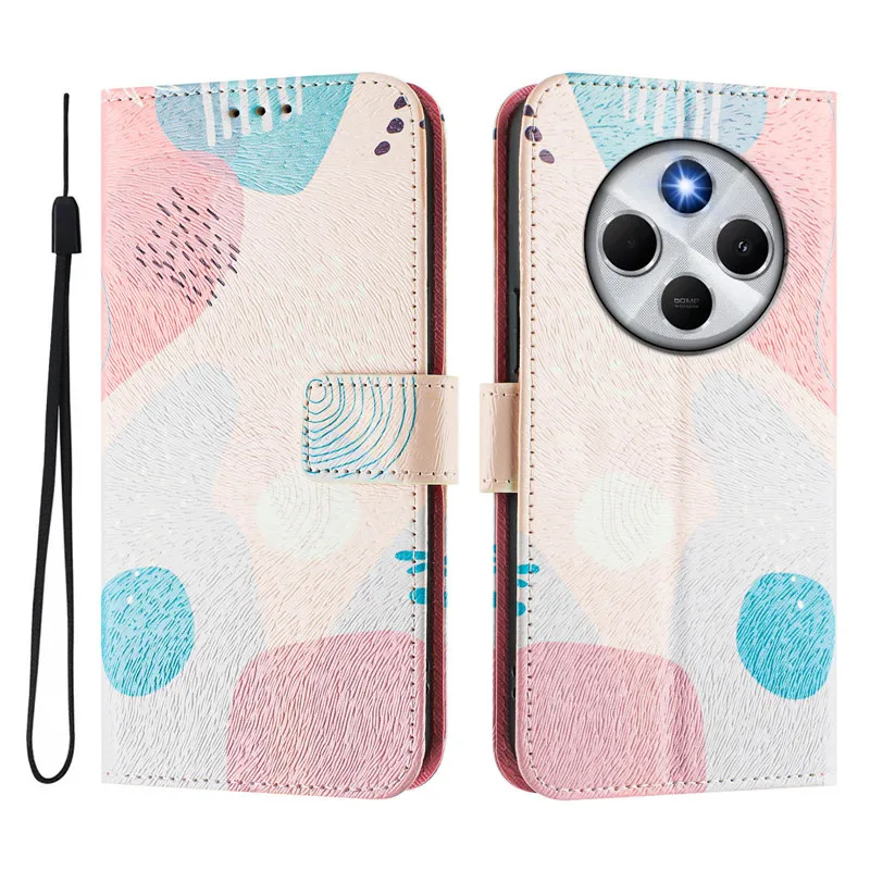 Elegant Leather Flip Wallet Phone Case with Magnetic Closure - Floral & Bear Design