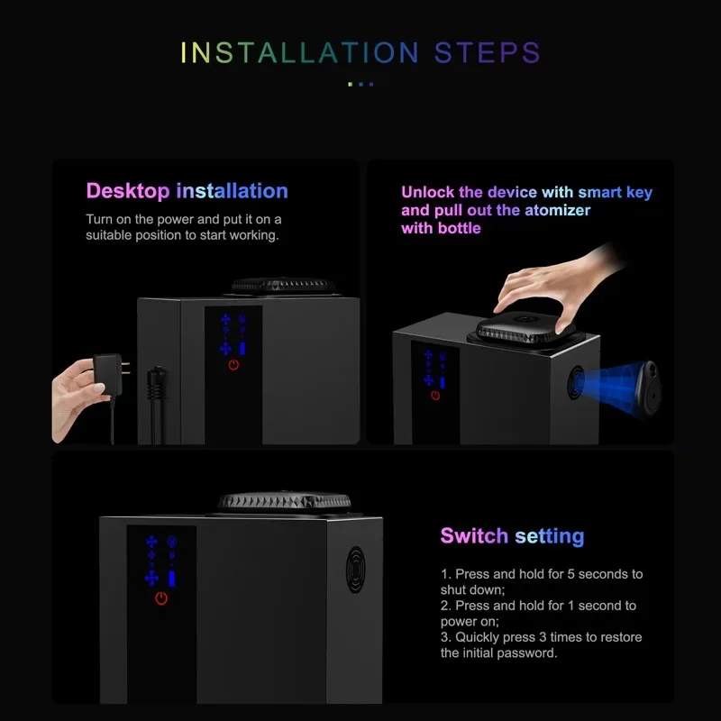 A300 HVAC Fragrance Scent Aroma Machine Bluetooth/wifi Electric Perfume Oil Diffuser for Hotel Lobby 200ml App Control 900cbm 3