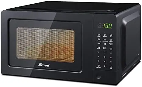 

Small Microwave Oven 0.7 Cu.Ft, Mini Microwave Oven with 9.6'' Removable Turntable, 6 Auto Preset Menus, Child Lock, Eas Drew ba