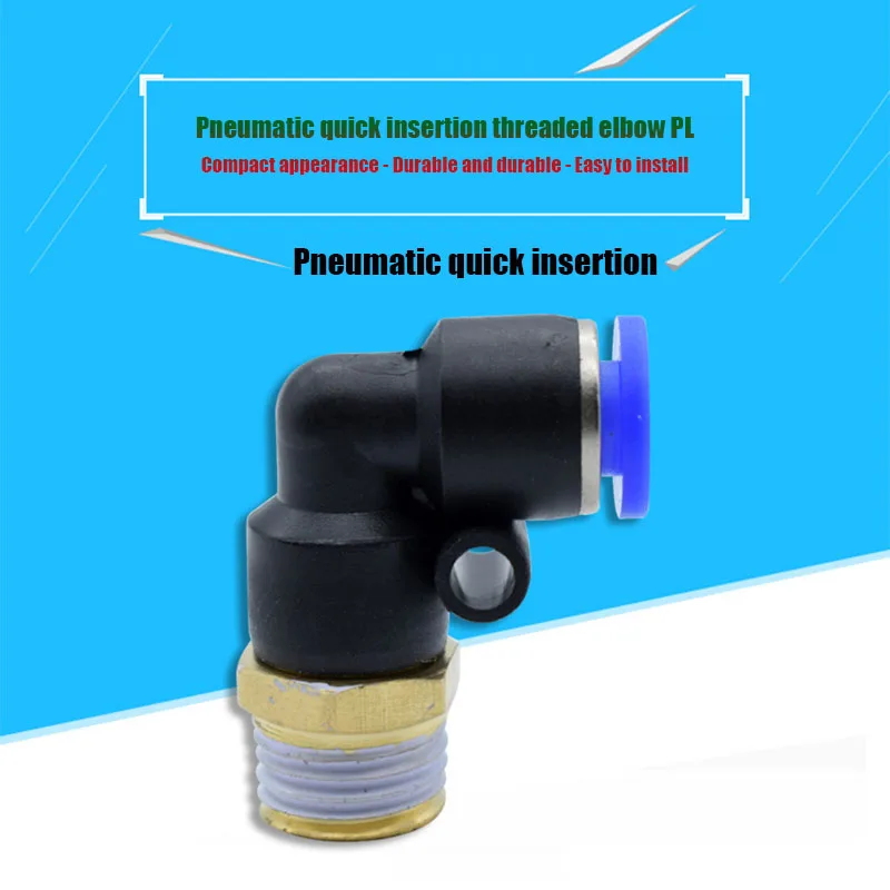 

2 Pcs PL Elbow Pneumatic Air Fittings Pipe 4/6/8/10/12/16mm OD Hose Tube Push In Thread Hose Quick Connector 1/8" 1/4" 3/8" 1/2"