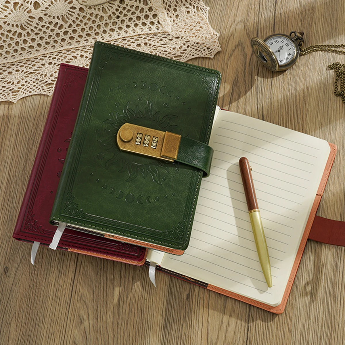 Secure Leather Diary: A5 Lockable Journal with Refillable 240-Page Notebook