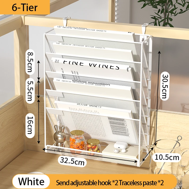 5-Tier Mesh Desk File Organizer and Wall-Mount Document Holder