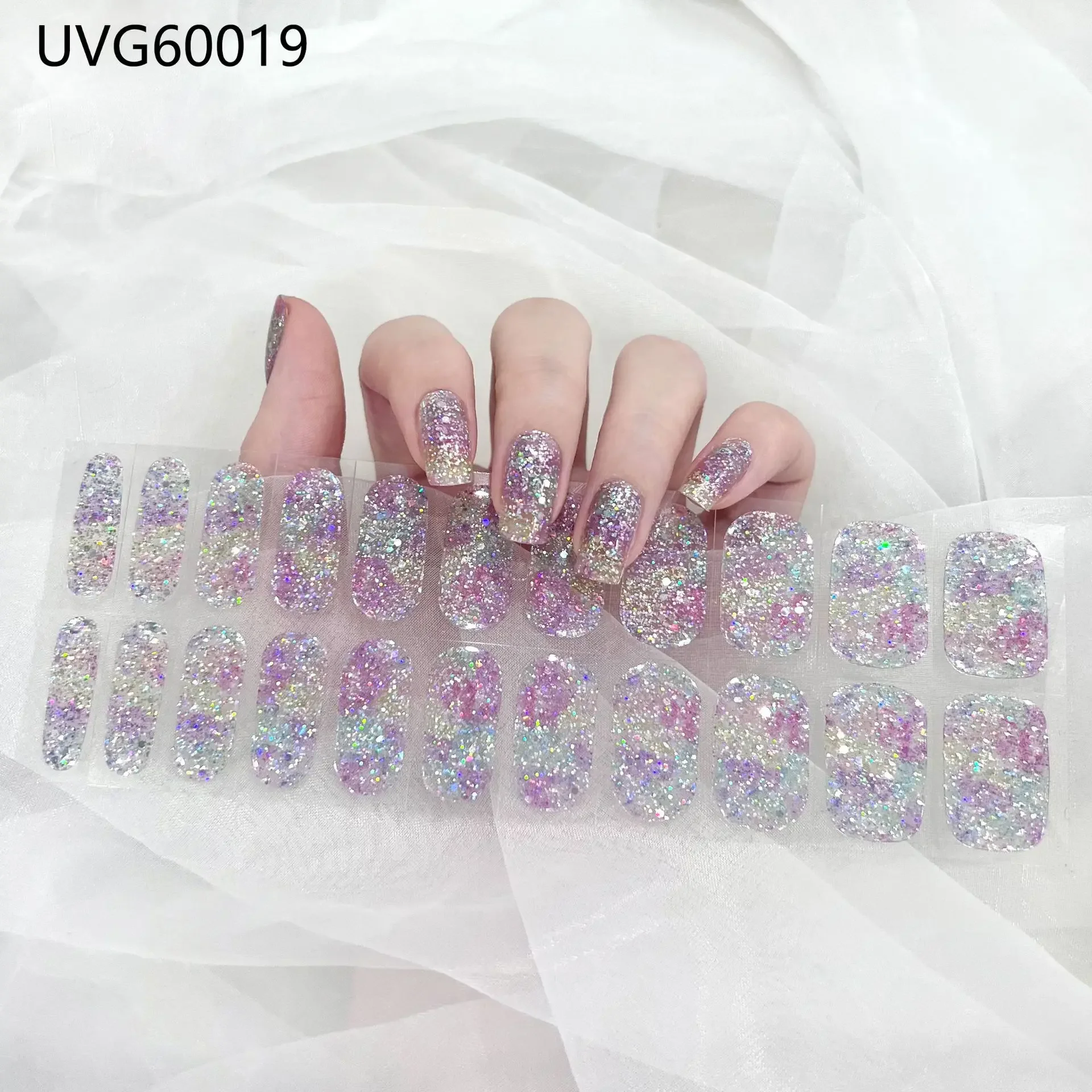 Multicolor Decals Gel Nail Stickers for UV Lamp Full High Quality Use 100% Nail Gel Maniko Semi Cured Gel Nails Strips Nail Art 4