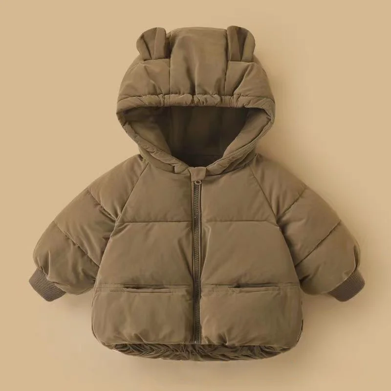 Boys Cotton Jacket Clothes New Winter Children Coat Thickened Warm Outerwear Baby Girls Solid Hooded Cartoon Clothing