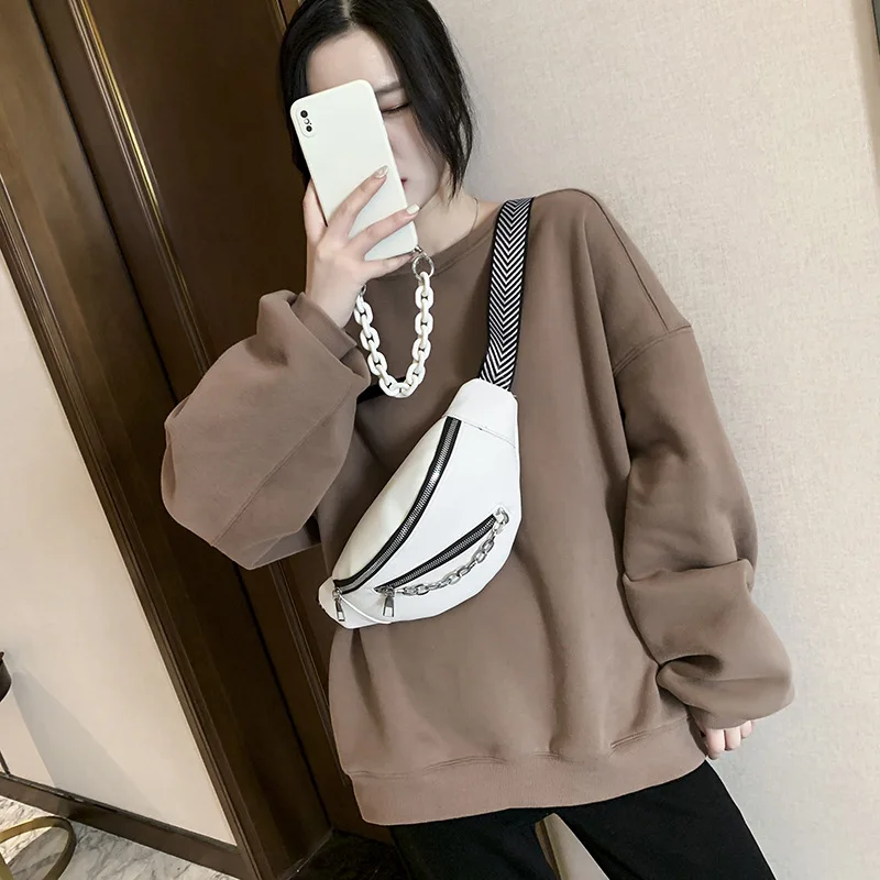 Women's chest bag Korean fashion PU one shoulder messenger bag change mobile phone waist bag women fanny pack for women