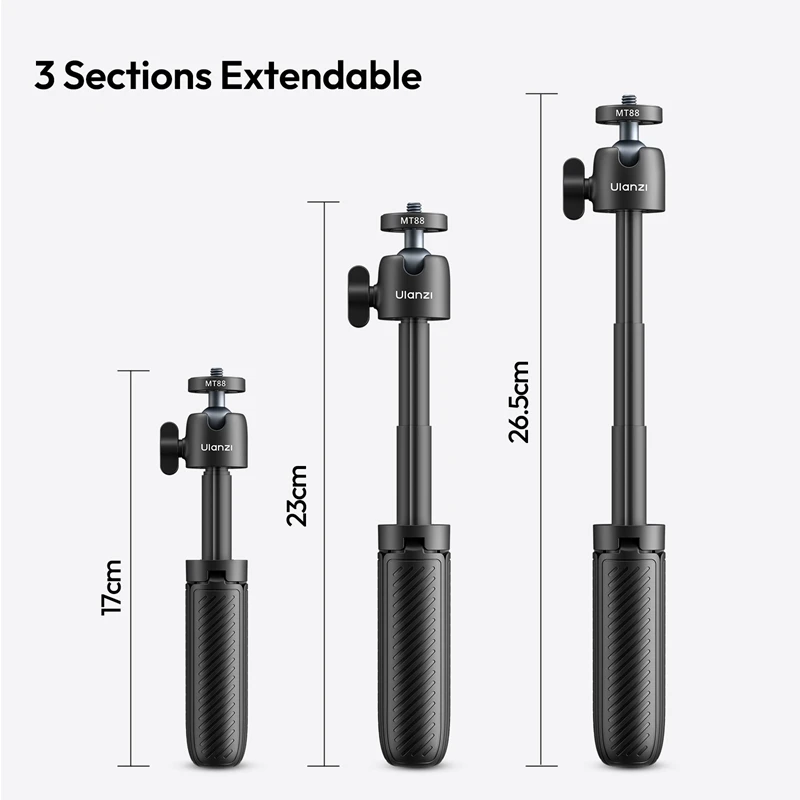 Ulanzi MT88 ClipMate Tripod 3-in-1 Versatility Backpack Clip Mode Selfie Stick Mode Extendable Tripod Mode with 360° Ball Head