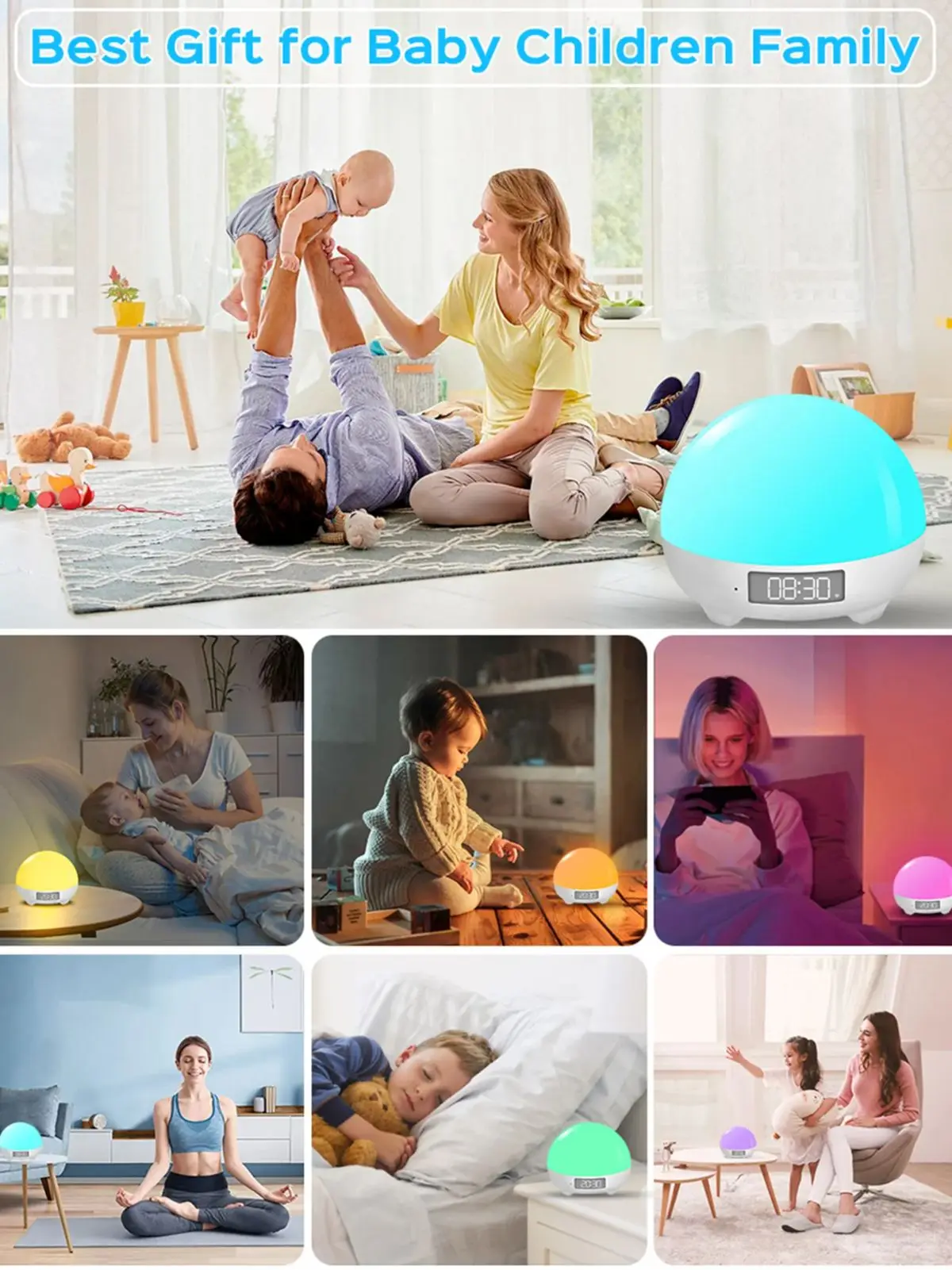 Baby Sleep White Noise Sound Machine Built-in Baby Cry Detector With Night Lights Adjustable 34 Soothing Sleep Aid Device