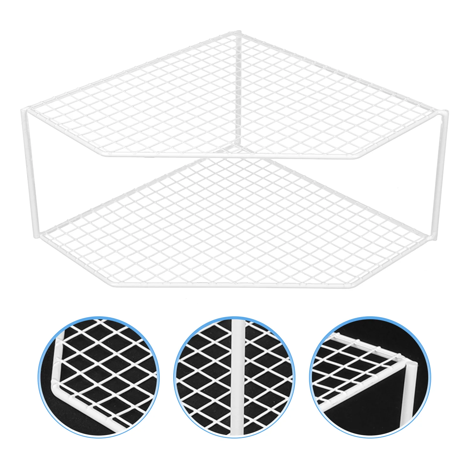 

Spices Rack Organizer Corner Pot Desk 2-tier Shelf Holder Iron Pan Multi-function Unit Stand Dressing Table