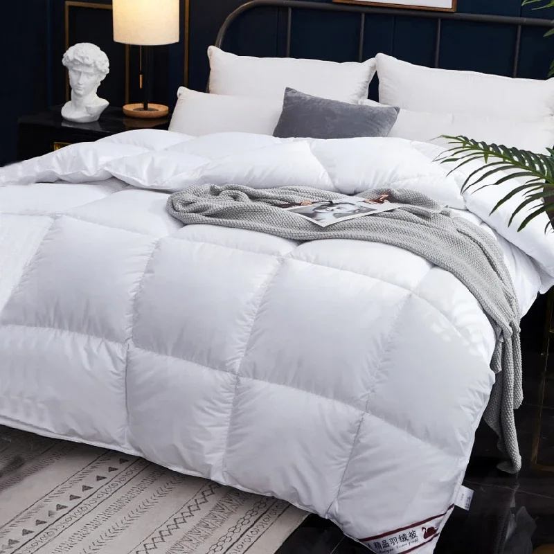 

Real Winter Quilted Quilts Blanket 95% White Goose Down Soft Goose Down Warm Twin Winter King  Duvet Size  Cover 