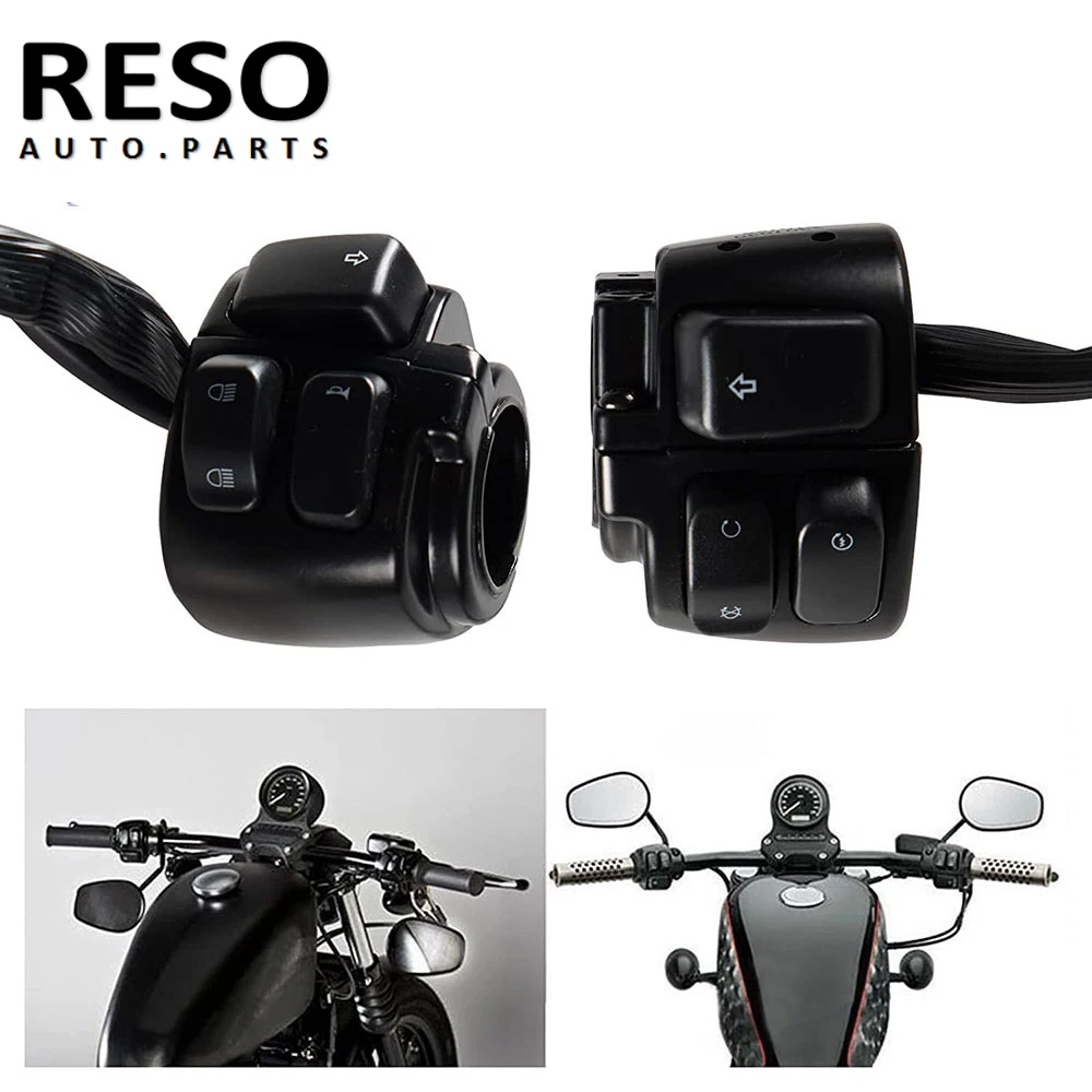 Reso 1 "25Mm Interruttore Di Controllo Manubrio Moto Per Harley Dyna Softail Sportster V-Rod 1996-2012 Chrome/ Black Handle Switcher