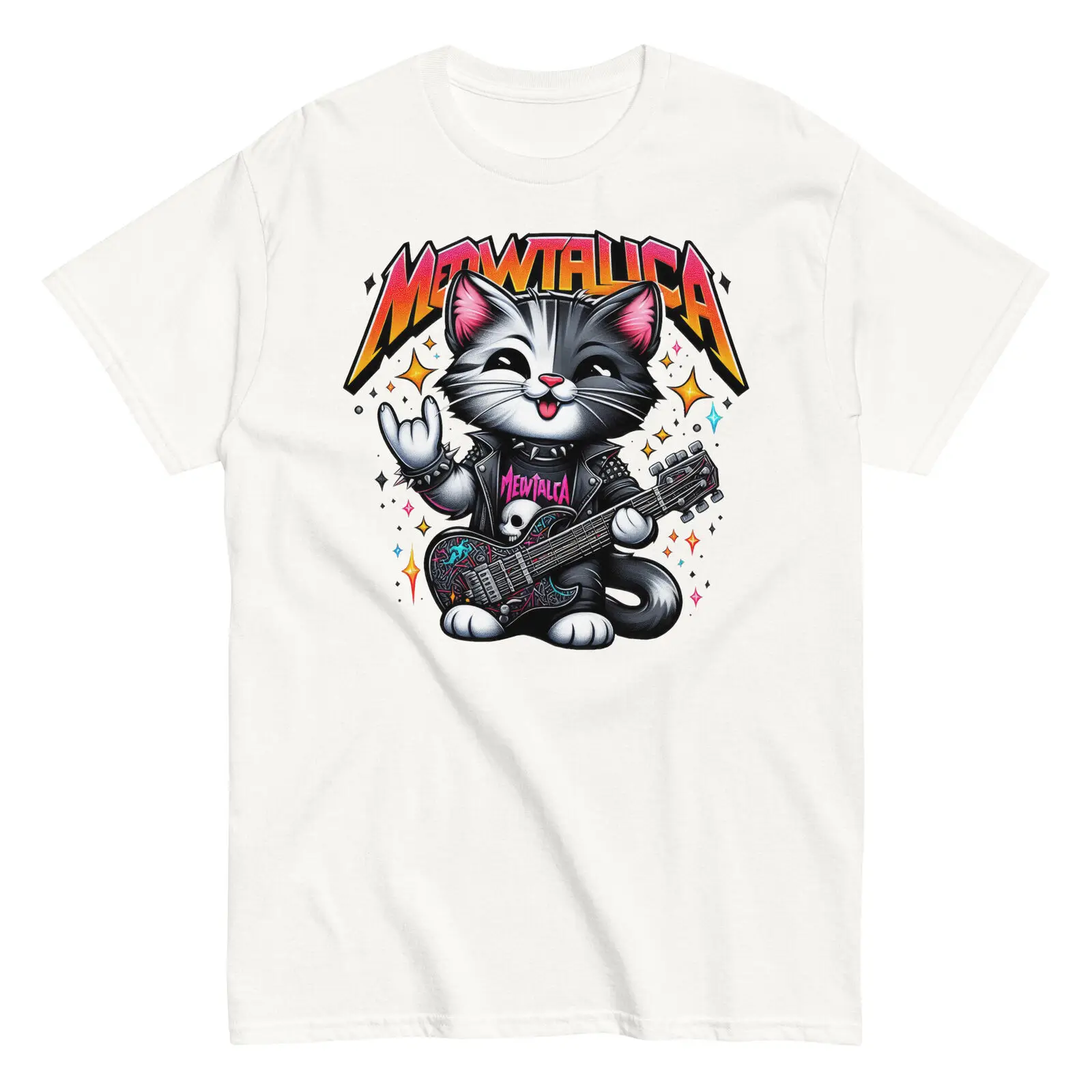 

Забавная пародия рок влюбленная кошка Мужская хлопковая футболка Кот играющий электродрель