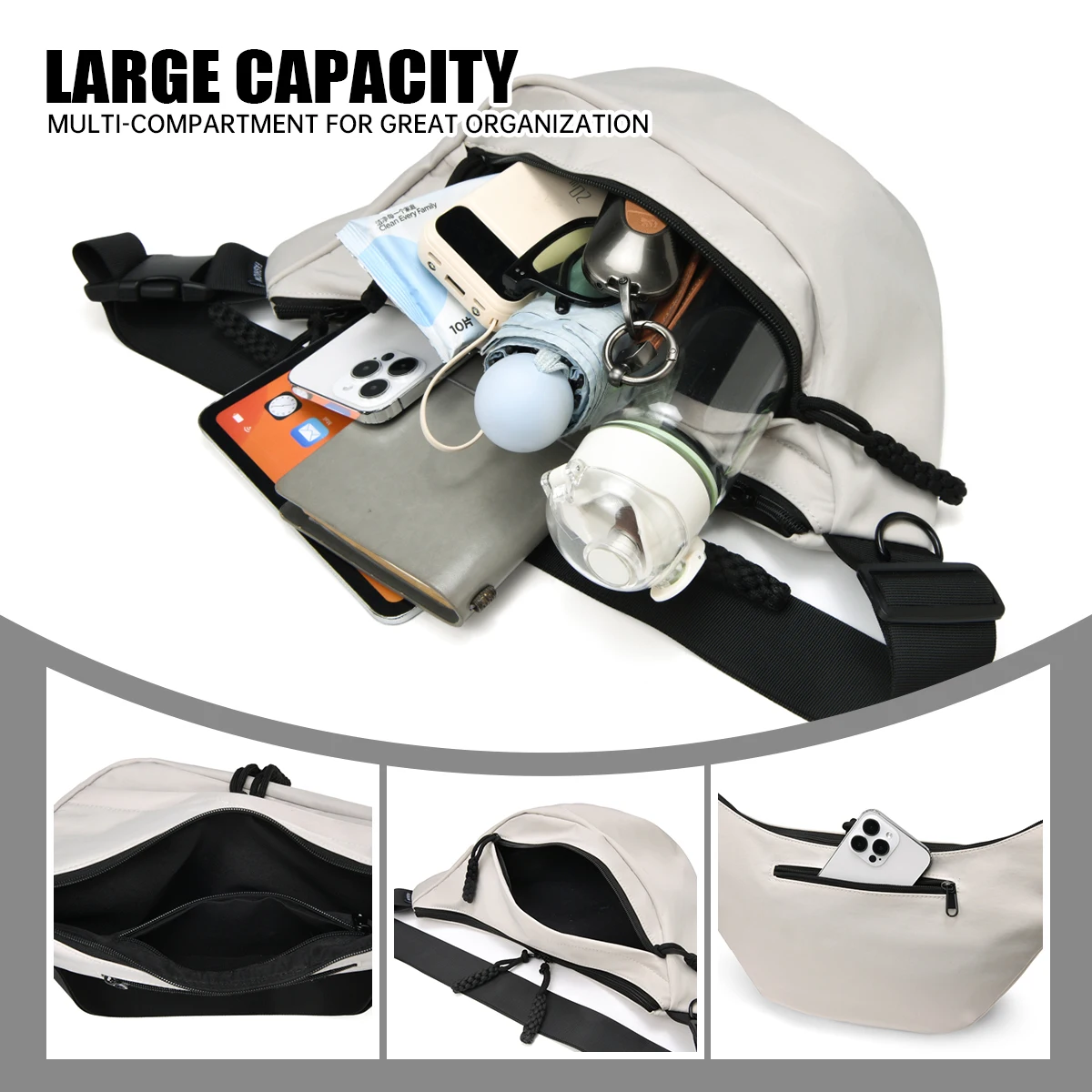 2025 New Lightweight Waterproof Crossbody Bag Large Capacity Casual Versatile Cycling Bag Sports Chest Bag Men's Shoulder Bag Women's