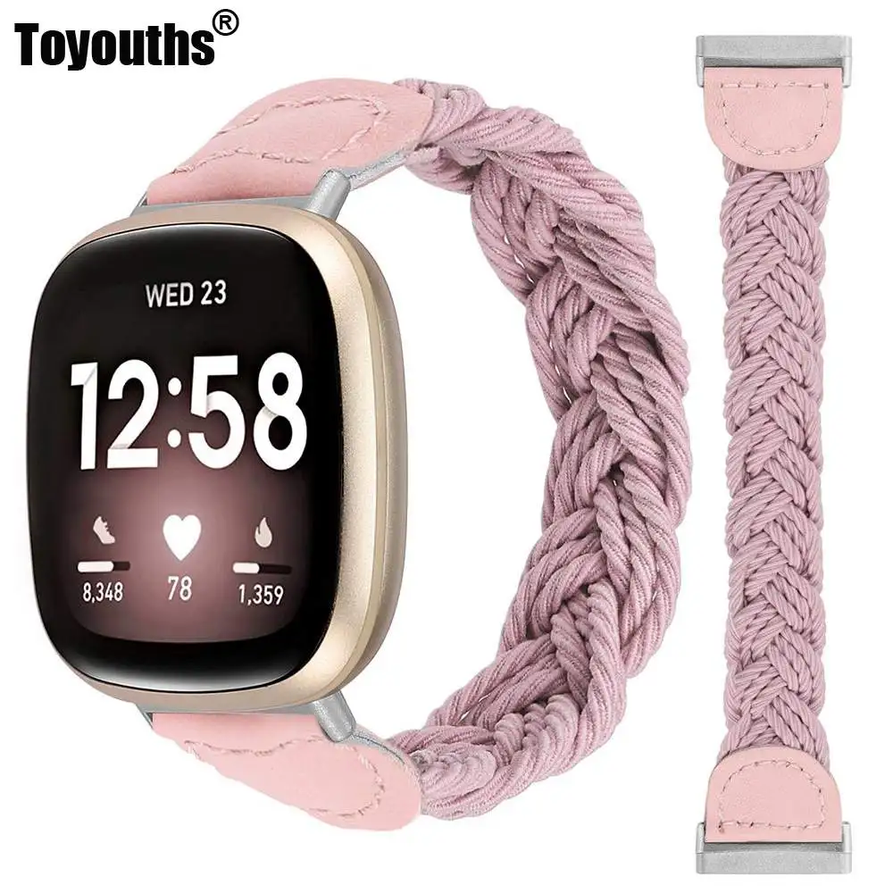 Fascia Intrecciata Toyears Per Fitbit Versa 4/Sense 2/Versa 3/Sense Band Women Slim Nylon Elastic Solo Loop Strap Per Fitbit Sense 2