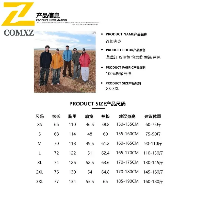 COMXZ Jacket Men Streetwear Waterproof Windproof Oversized Workwear Coat for Hiking Camping Fishing Hooded Outdoor Techwear2025