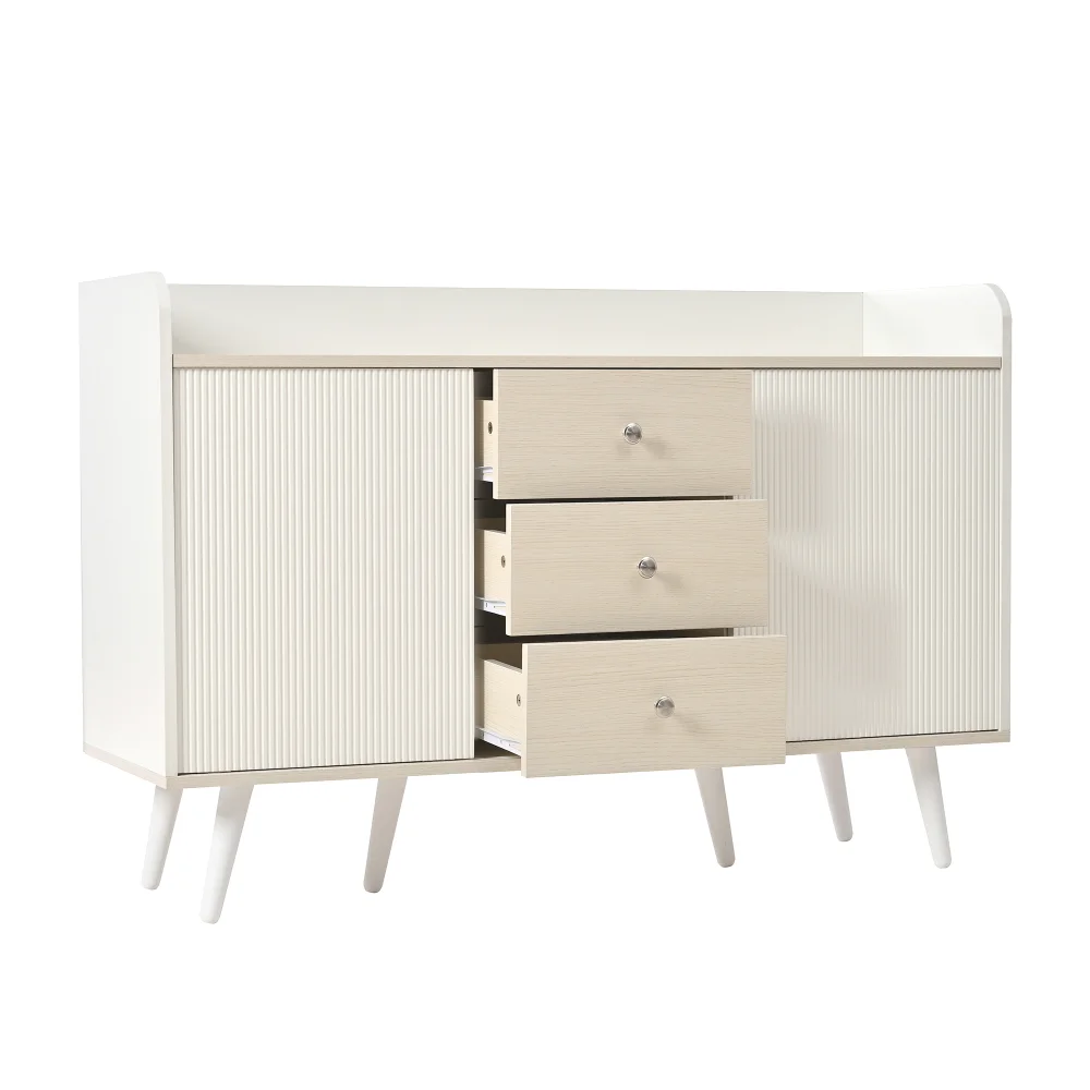 Sideboard mit drei Schubladen, exquisite Körnung. Sideboard für Schlafzimmer und Wohnzimmer, modernes holzfarbenes Sideboard mit Stauraum – Detail 14