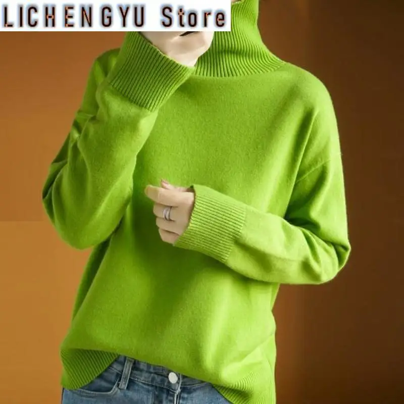 

New Women's Sweater Turtleneck Pulovers Winter Clothes Woman Jerseys Female Women Roll Collar Orange Green White Beige Tops
