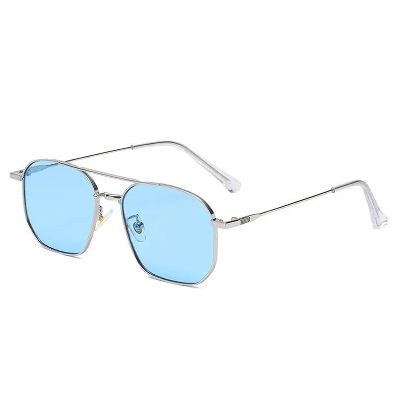 

New European Personalized Double Beam Net Red Street Shooting Sunglasses Ocean Sheet Metal Glasses