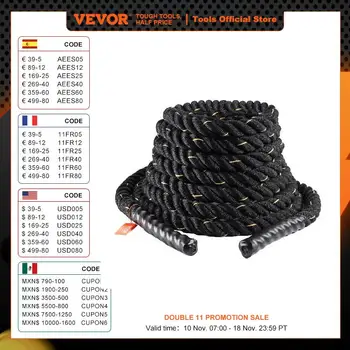 VEVOR Battle Rope  1.5 Inch Diameter 30Ft Length  for Home Gym  Body Workout Core Strength Training Muscle Building Fitness 1