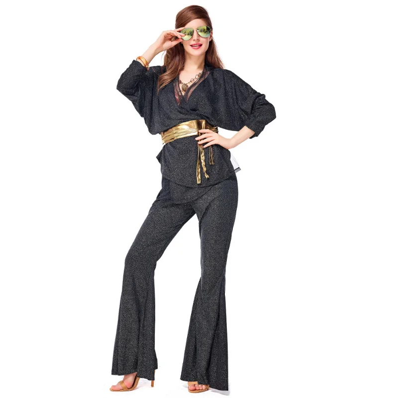 

Halloween Hippie Costume Jumpsuit for Woman Vintage 1970s Disco Stage Performance Dancing Singer Women Hippies Cosplay Suits