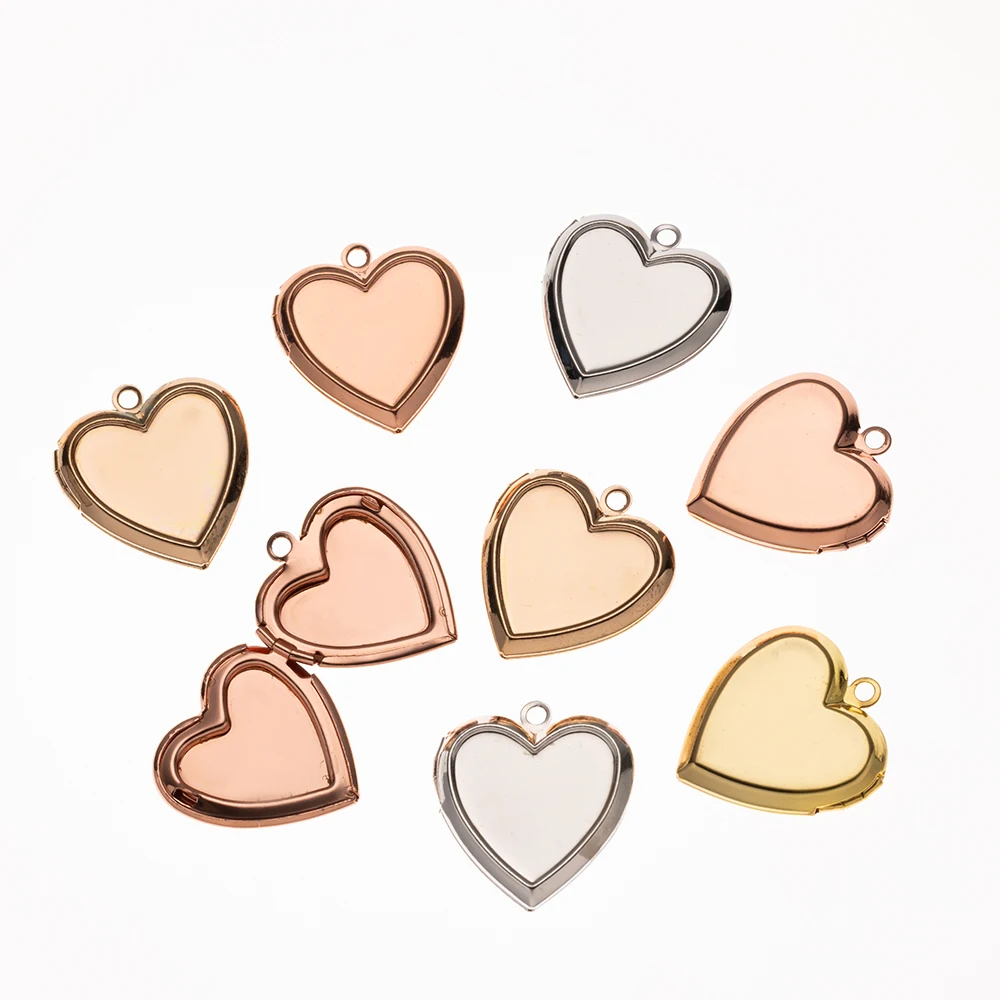 5Pcs 22mm Herzförmige Metall Können Öffnen Album Box Einsatz Foto Medaillon Anhänger Für DIY Halskette Handwerk Schmuck machen Liefert