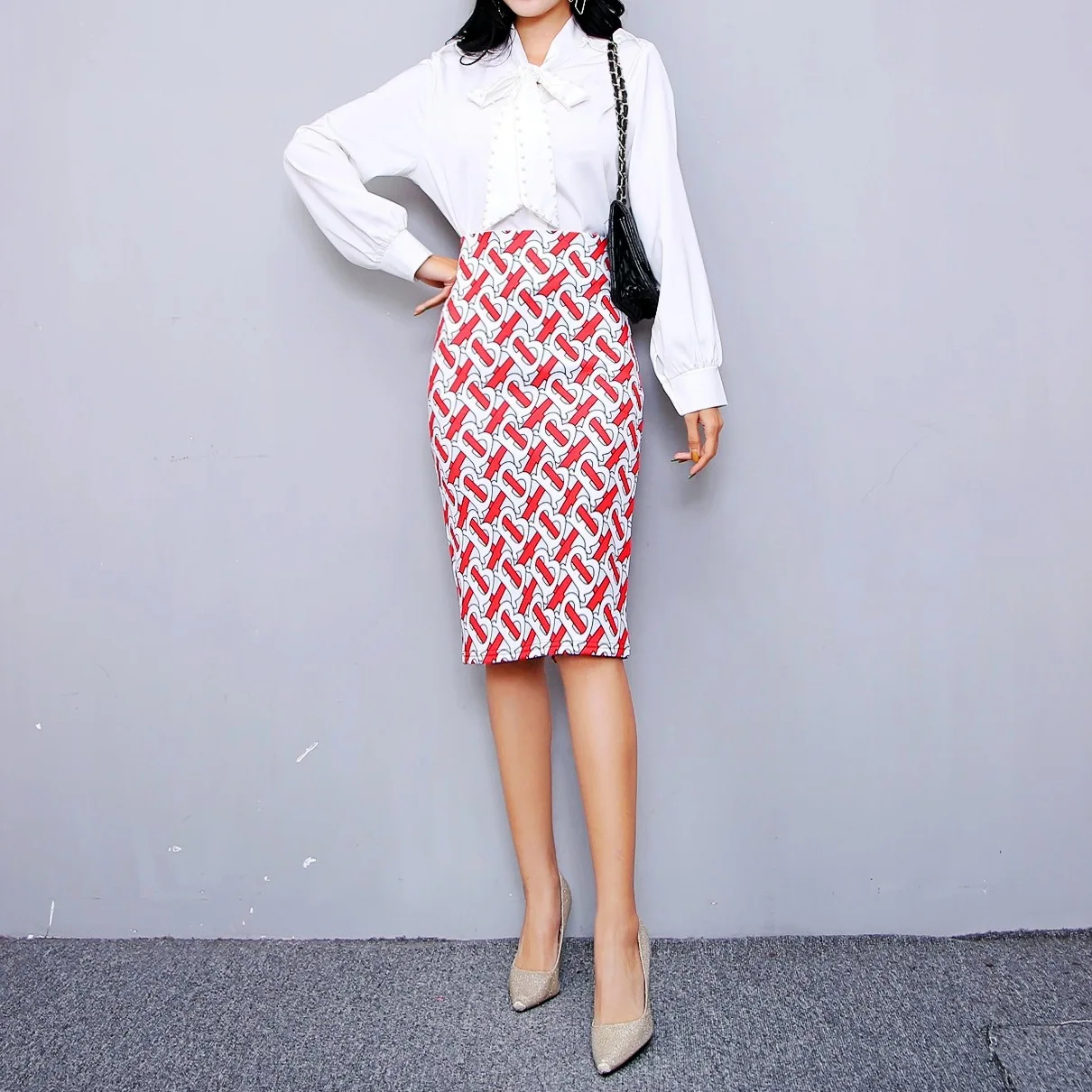 

Summer 2023 Slim Wrap Buttocks Office Women's Dress Fashion Flower Print Pencil Skirt Women Sexy Split Straight Short Skirt