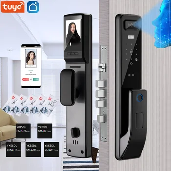 Face Recognition Door Lock Wifi Tuya APP Remote Control Voice Intercom Digital Electronic Smart Door Lock With Camera 1