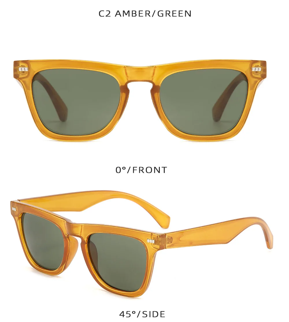 Vintage Luxus Marke Designer Niet Quadrat Sonnenbrille Frauen Mode Klassische Punk Beliebte Neue 2025 Männer Sonnenbrille UV400 – Detail 5