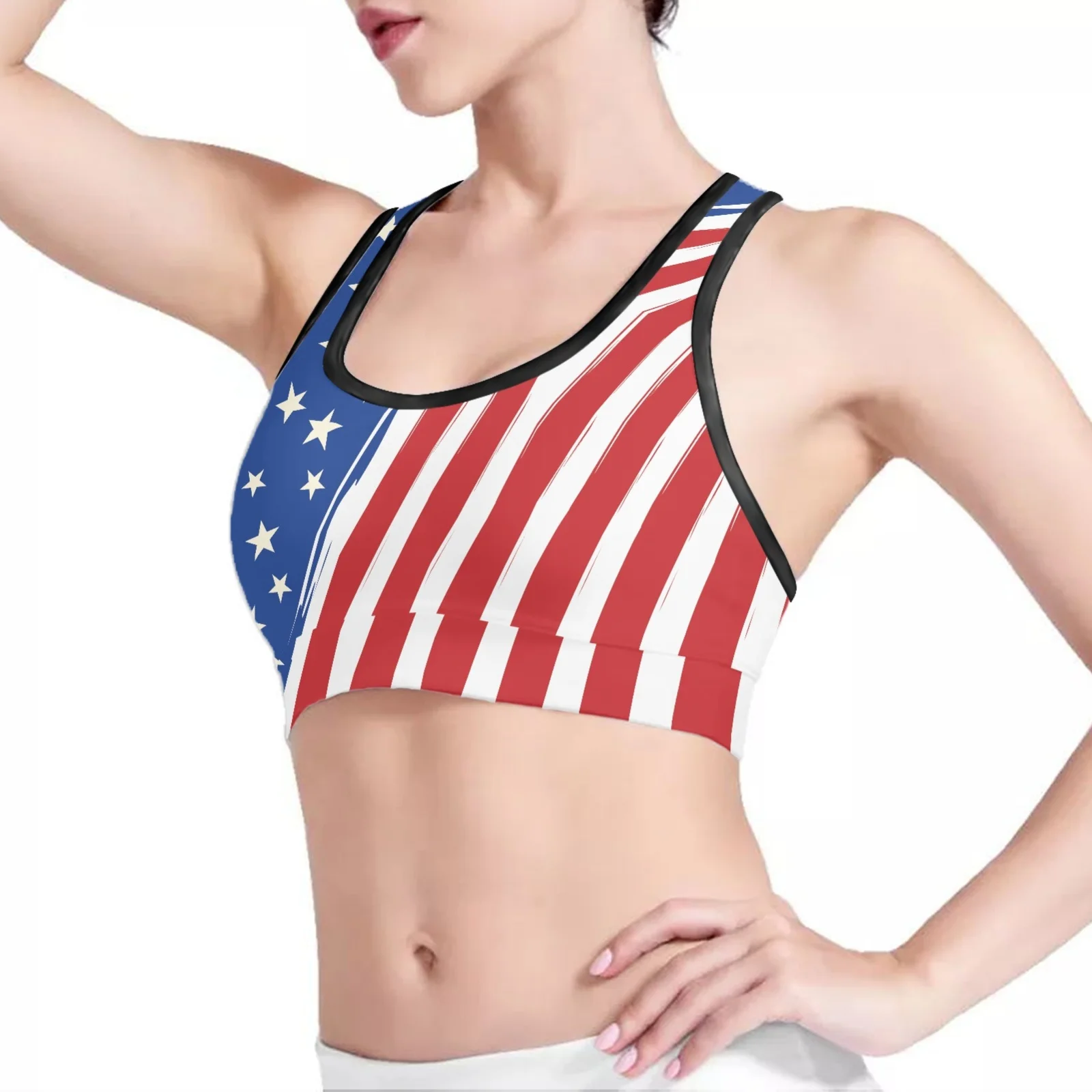 

Hawaiian Tribal Style Flag Print Fitness Yoga Wear Women's Sportswear Bra Gym Vest Exercise Clothing Sports Vest