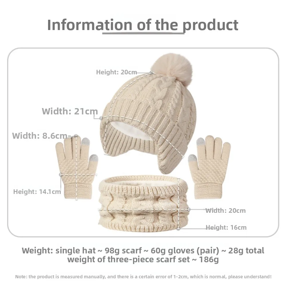 Kids Winter Knitted Hat Scarf Gloves Set