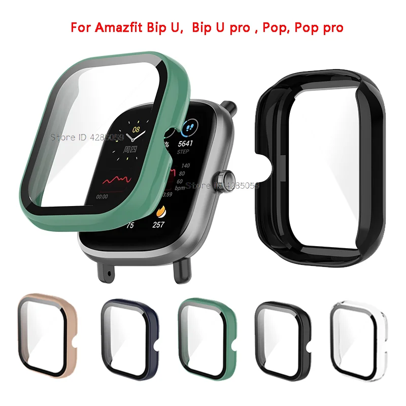 Cover Protettiva Per Schermo Intero Per Xiaomi Huami Amazfit Bip U/U Pro Amazfit Pop Pro Watch Protector Pc + Custodia In Vetro Temperato