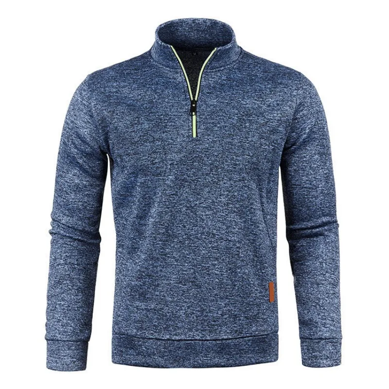 Autumn Men's Half Zipper Sweatshirts Long Sleeve Solid Color Pullover Turtleneck Streetwear Winter Warm Jacket Sport Coats 2