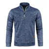 Autumn Men's Half Zipper Sweatshirts Long Sleeve Solid Color Pullover Turtleneck Streetwear Winter Warm Jacket Sport Coats 2