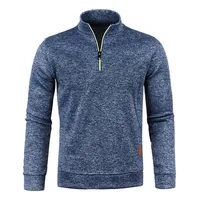 Autumn Men's Half Zipper Sweatshirts Long Sleeve Solid Color Pullover Turtleneck Streetwear Winter Warm Jacket Sport Coats 2