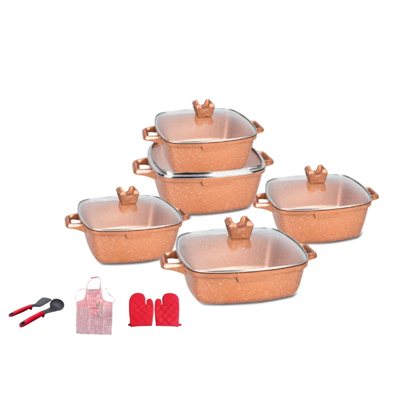 Customized Pink Ceramic Nonstick Coating Pressed Aluminum Cooking Set with  Induction Bottom - China Cookware Set and Cookware price