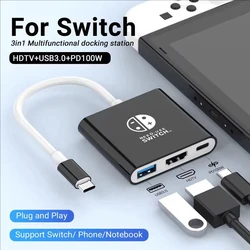 4K HDMI USB 3.0 Hub Adapter and Portable Docking Station (Black - white)