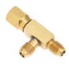 1Pc 1/4'' Valves Core Tee Adapter With Swivel Connector for Gauge Deep Vacuum Pump Manifold 6