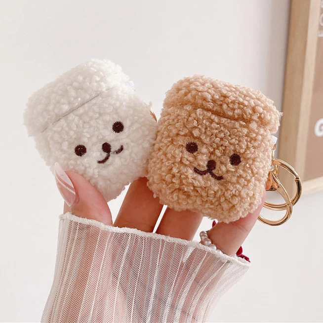 Kawaii Fuzzy Teddy Bear Airpods Case