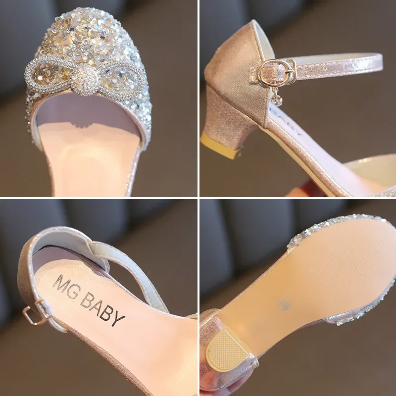 Girls High Heels Summer Sandals For Kids Party Wedding Evening Dress