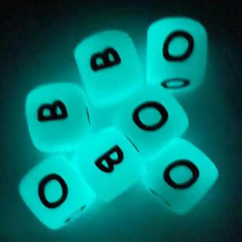 50Pcs 12mm Glow In the Dark English Alphabet Letter Beads Luminous Silicone Letters Beads for Baby Teething Chew Toy Shower Gift 2