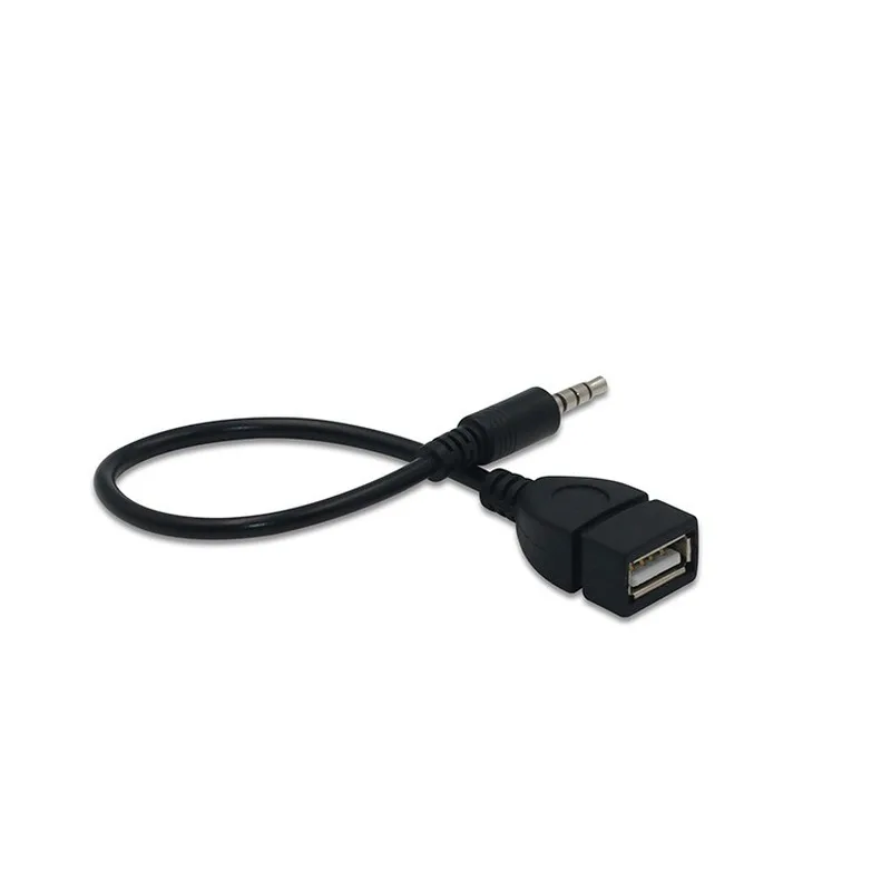 Black Car Aux Audio Cable To USB Usb To 3.5mm Car Audio Cable OTG Car 3.5mm Adapter Cable