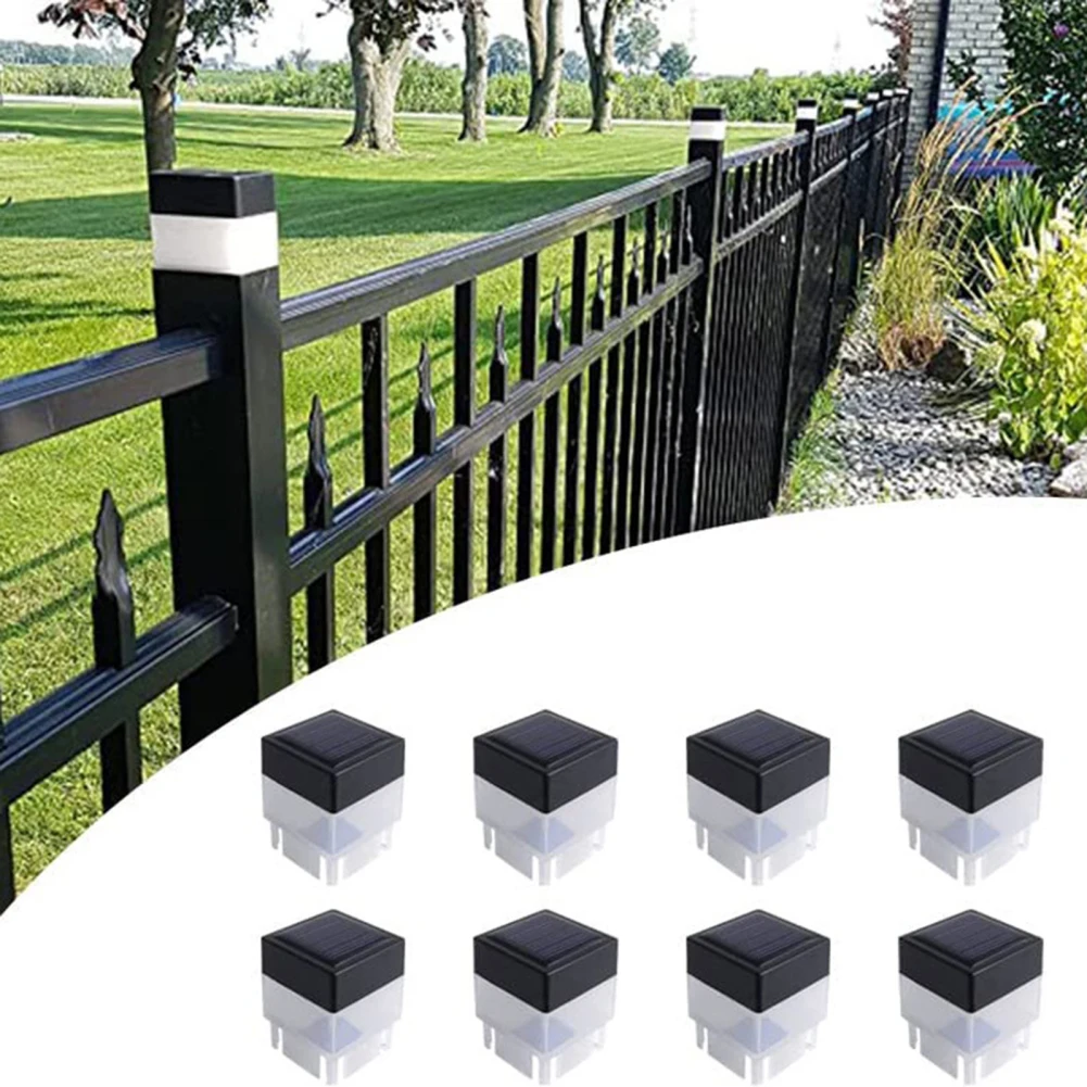 Solar Light LED Solar Light LED Landscape Lights Post Light Outdoor Solar LED Post Lights Square Walkway Light Lawn Fence Landscape Lights LED Deck Cap Lamp For Fence Pathway Ga