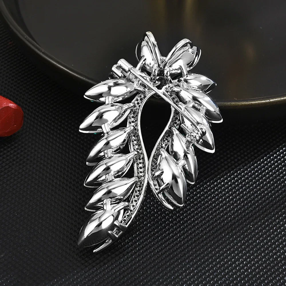 Elegant Crystal Brooch Blue Rhinestone Olives Branch Brooches Pin Collar Jewelry Suit Coat Dress Accessories Gift Corsage