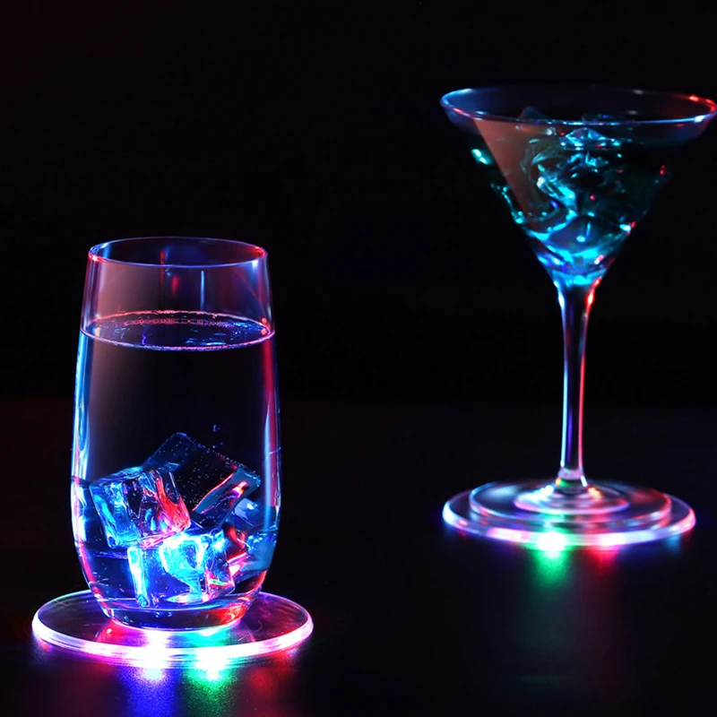 LED Coaster Acrylic Bar Cocktail Flash Base Mats Crystal Ultra-Thin For Bar Table Decoration Accessories