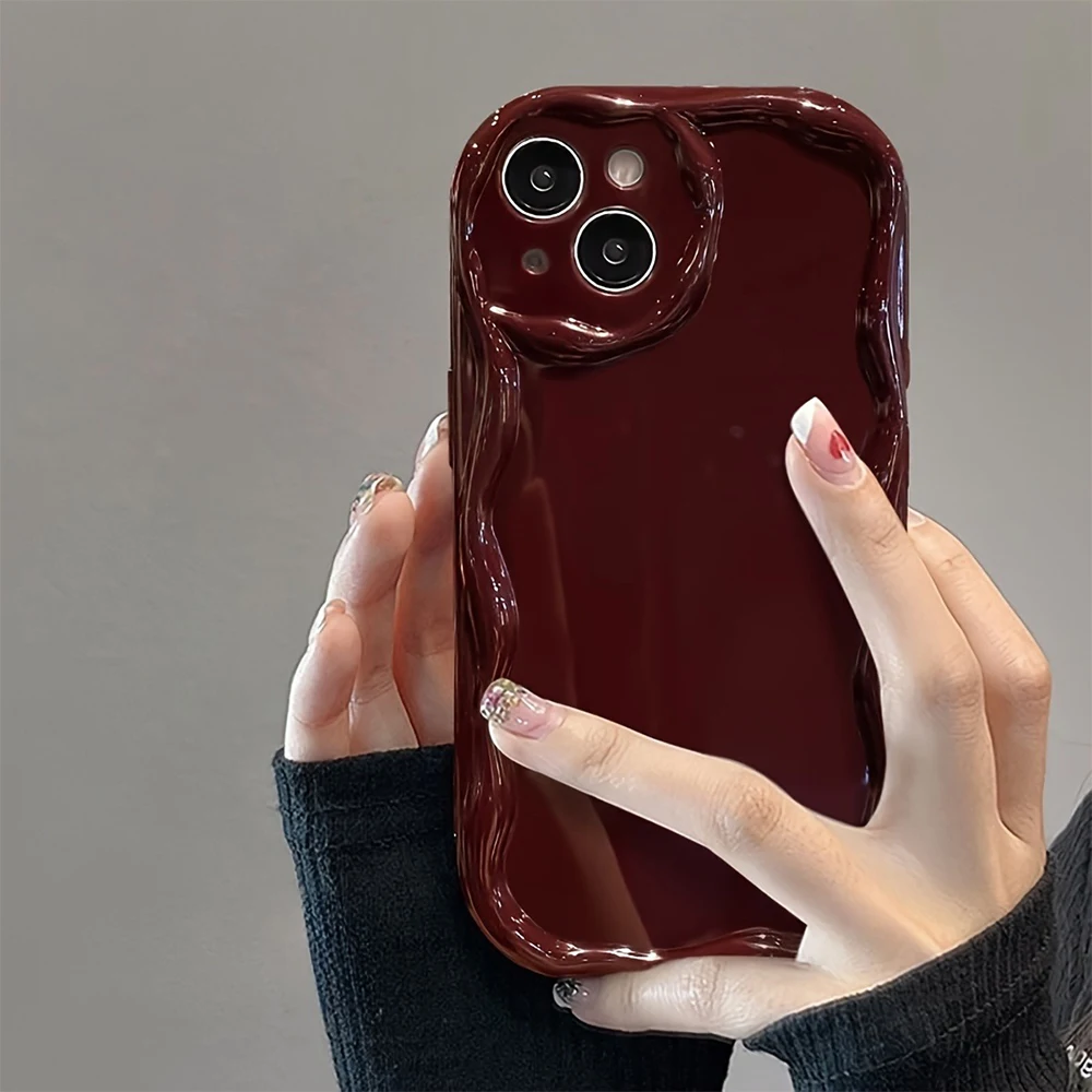 Cream Wavy Edge Shockproof Silicone Phone Case with TPU Bumper