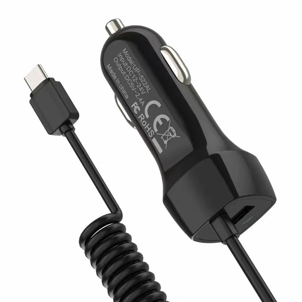 48W Car Charger With Spring USB Type C Cable for iPhone 12 11 XR 8 Cigarette Lighter USB Truck Car Charger for Android Iphone phone charger car charger car phone charger