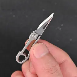 Porte clés EDC en alliage de titane, Mini couteau pliant Portable d'extérieur, auto défense pendentif ouvre lettre outils de coupe cadeau créatif 