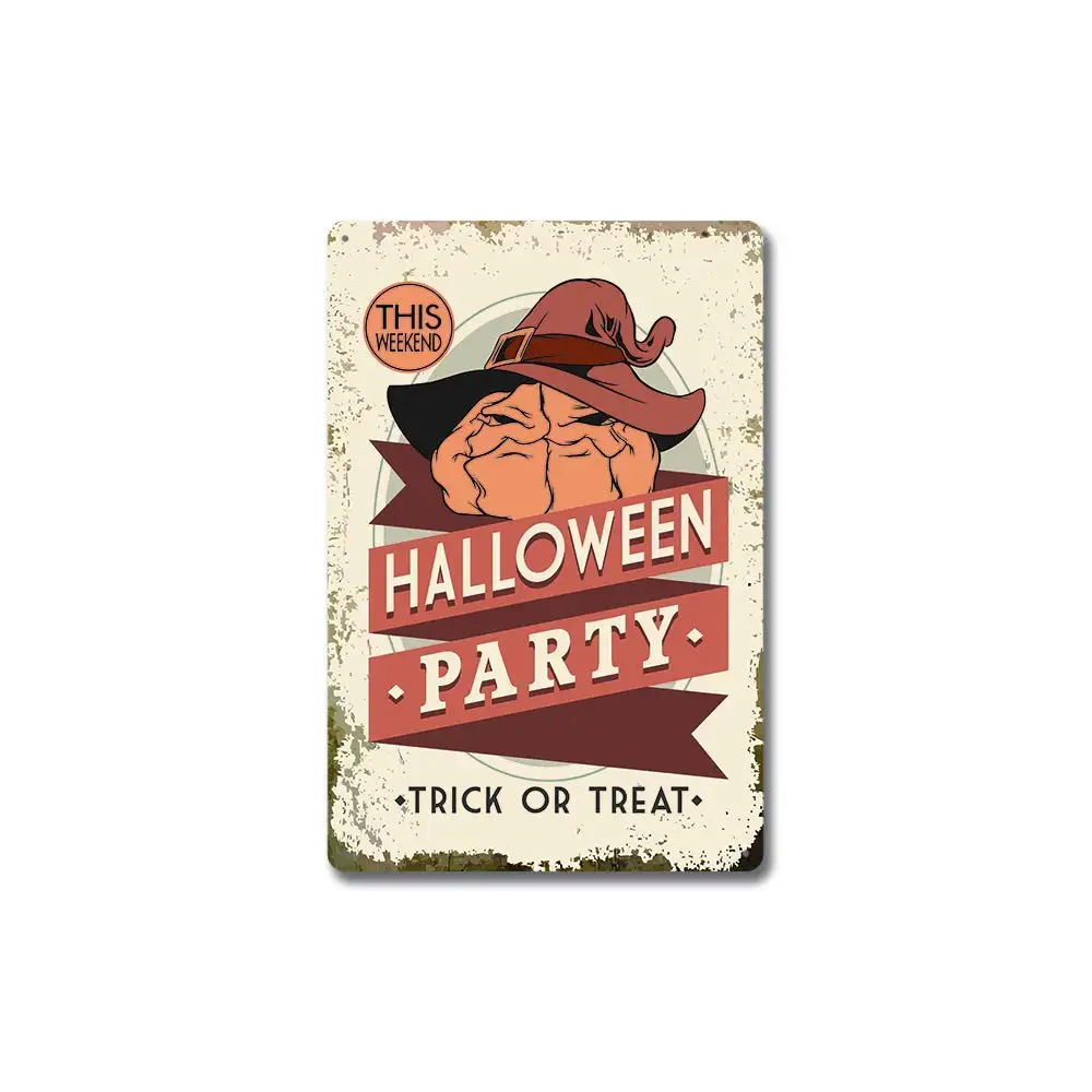 

SLALL Halloween Party.Suitable Retro Street Sign Household Metal Tin Sign Bar Cafe Car Motorcycle Garage Decoration Supplies12 X