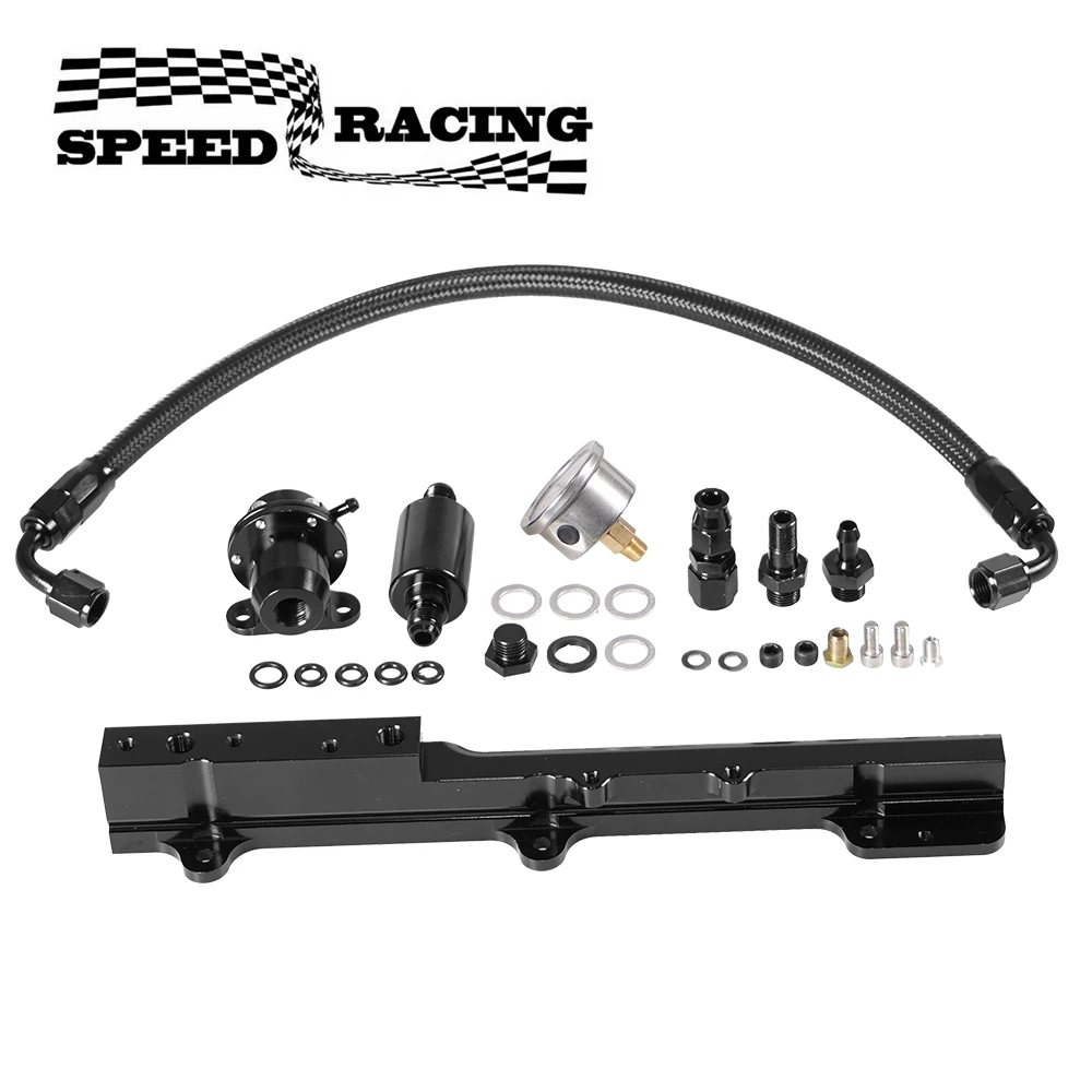 Hot Sale Fuel Pressure Regulator Gauge Fuel Rail Aluminum Kit Fit For