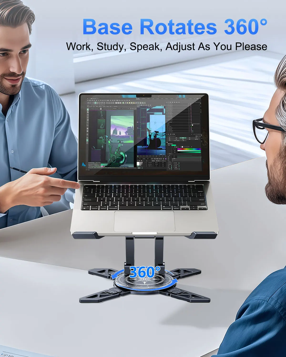 Eary Metal Laptop Stand For Desk Foldable Computer Riser 360° Rotate Base Tablet Notebook Holder Office Accessories for 7-18"In